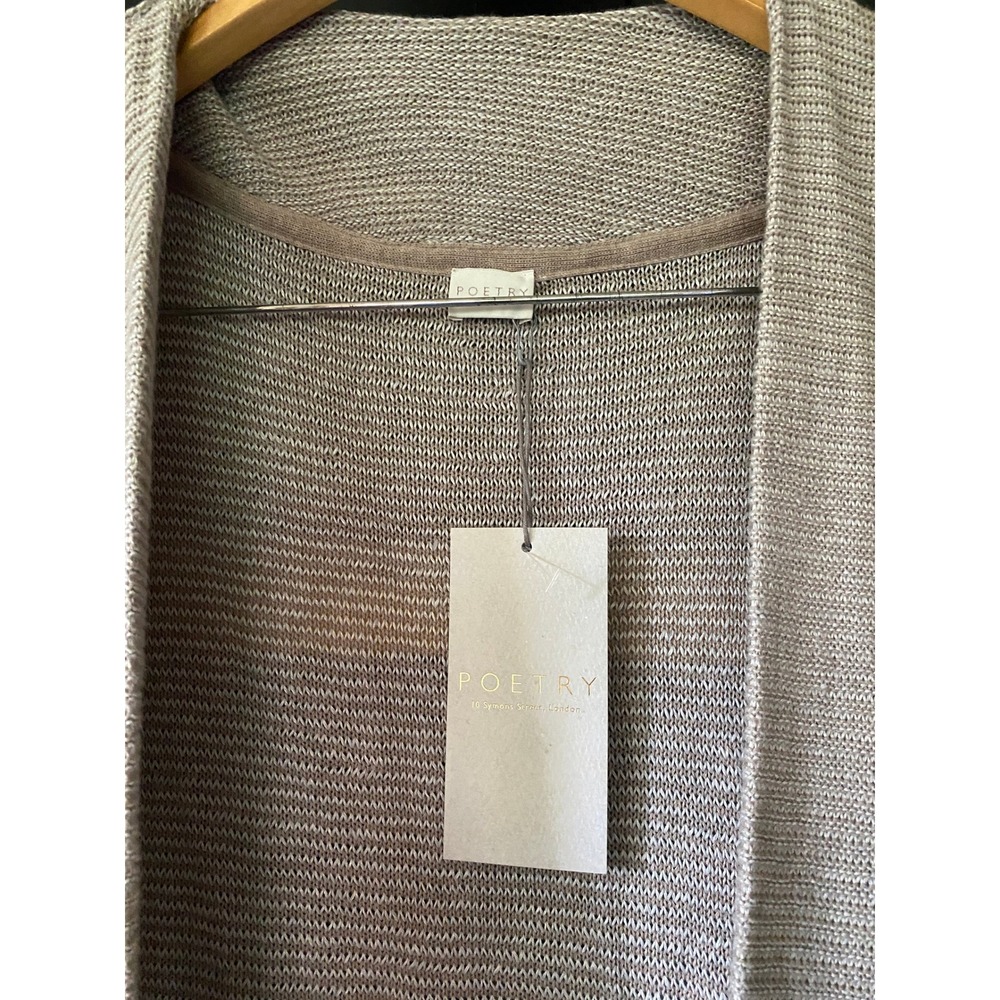 Poetry Linen Cardigan Longline 16 18 Soft Gray Lagenlook Lounge Coastal Minimal - Picture 3 of 6